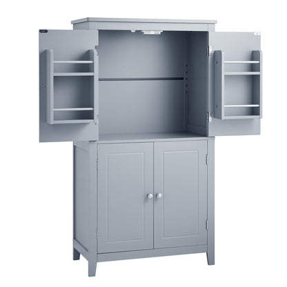 Gray Bathroom Floor Cabinet with Adjustable Shelves