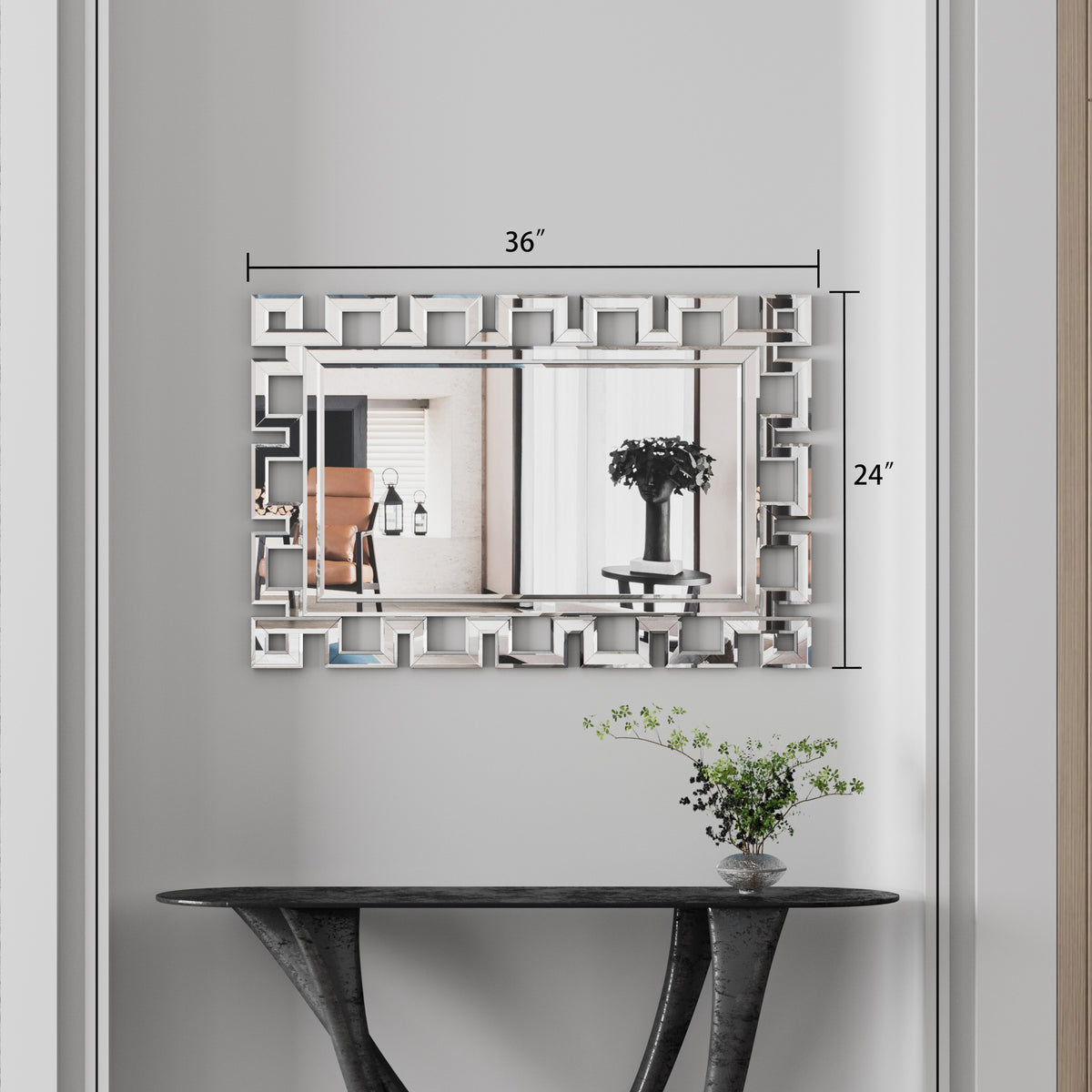 Large Rectangular Silver Wall Mirror