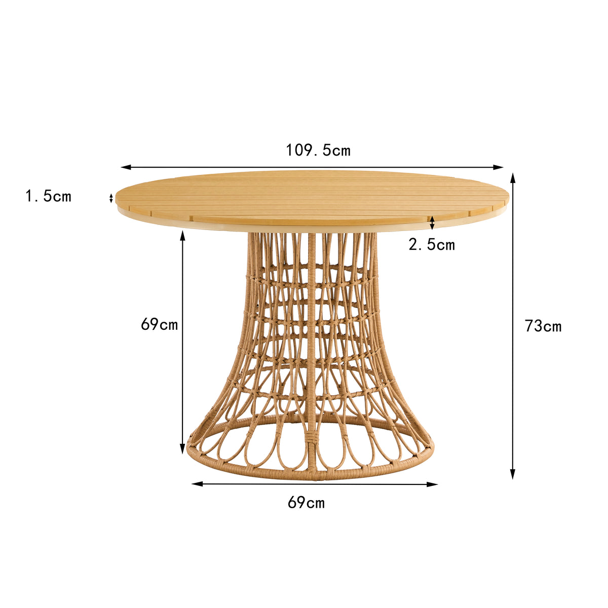 Outdoor Bamboo Dining Set (5 pcs)