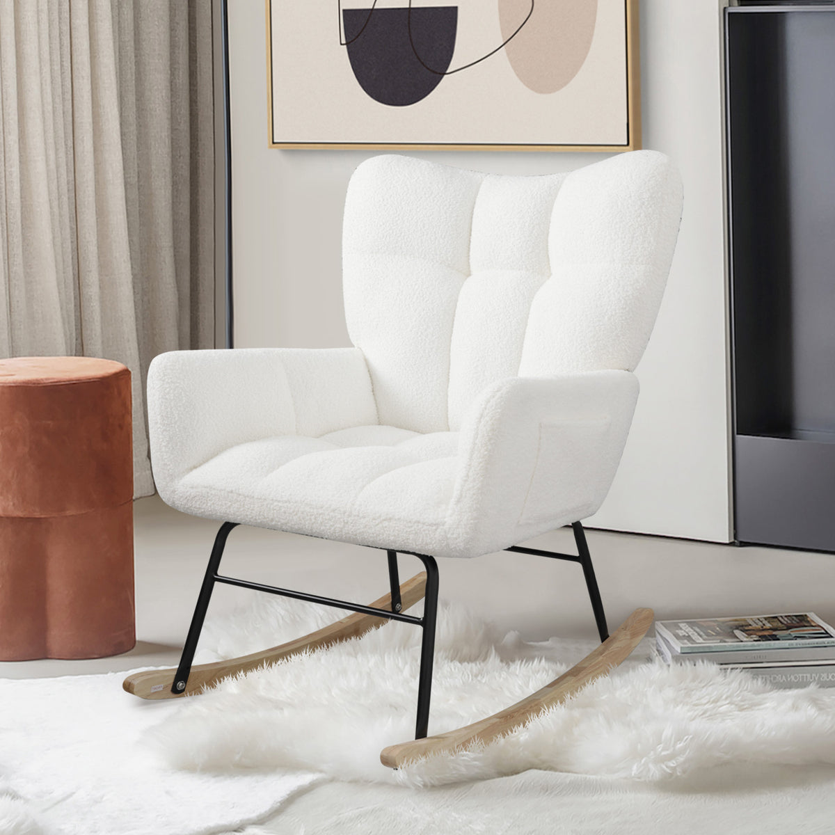 White Teddy Rocking Chair – High Back