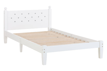 Twin Upholstered Bed with Button Headboard
