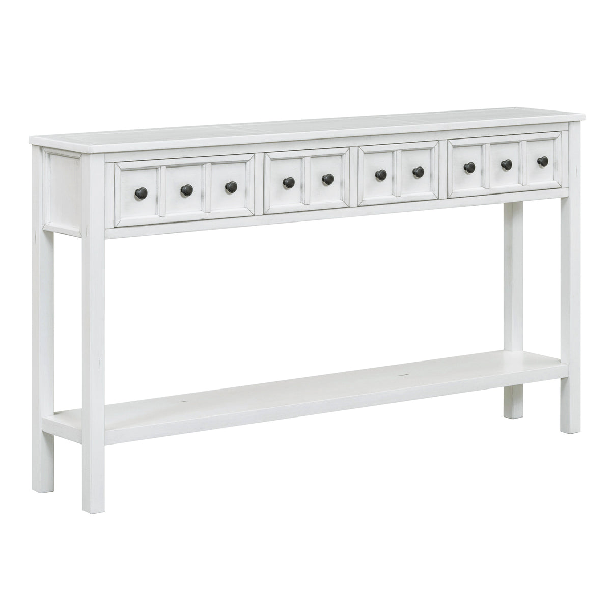 Rustic Entryway Console Table with Drawers Antique White