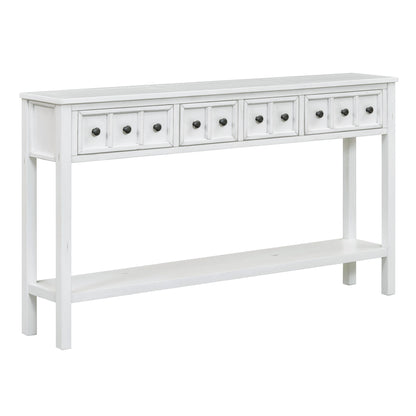 Rustic Entryway Console Table with Drawers Antique White