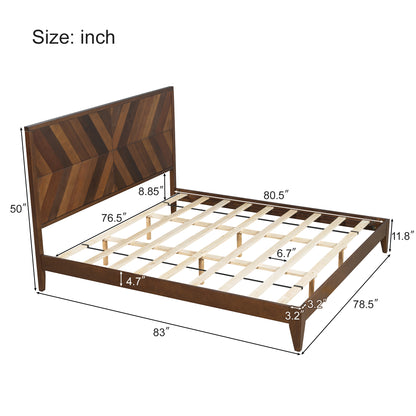 Mid-Century Platform Bed King Walnut