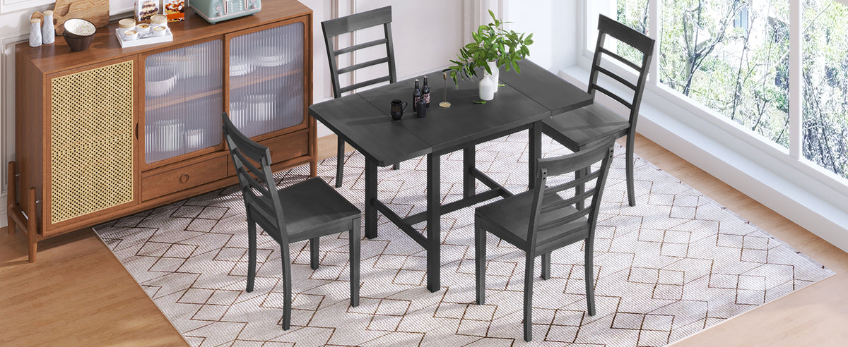 5-Piece Pendant Dining Set with Ladder Back Chairs