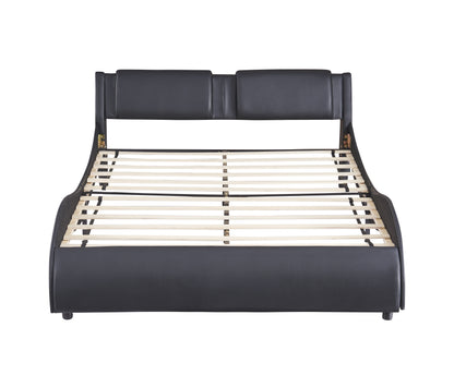 Upholstered Queen Bed with LED Light Black