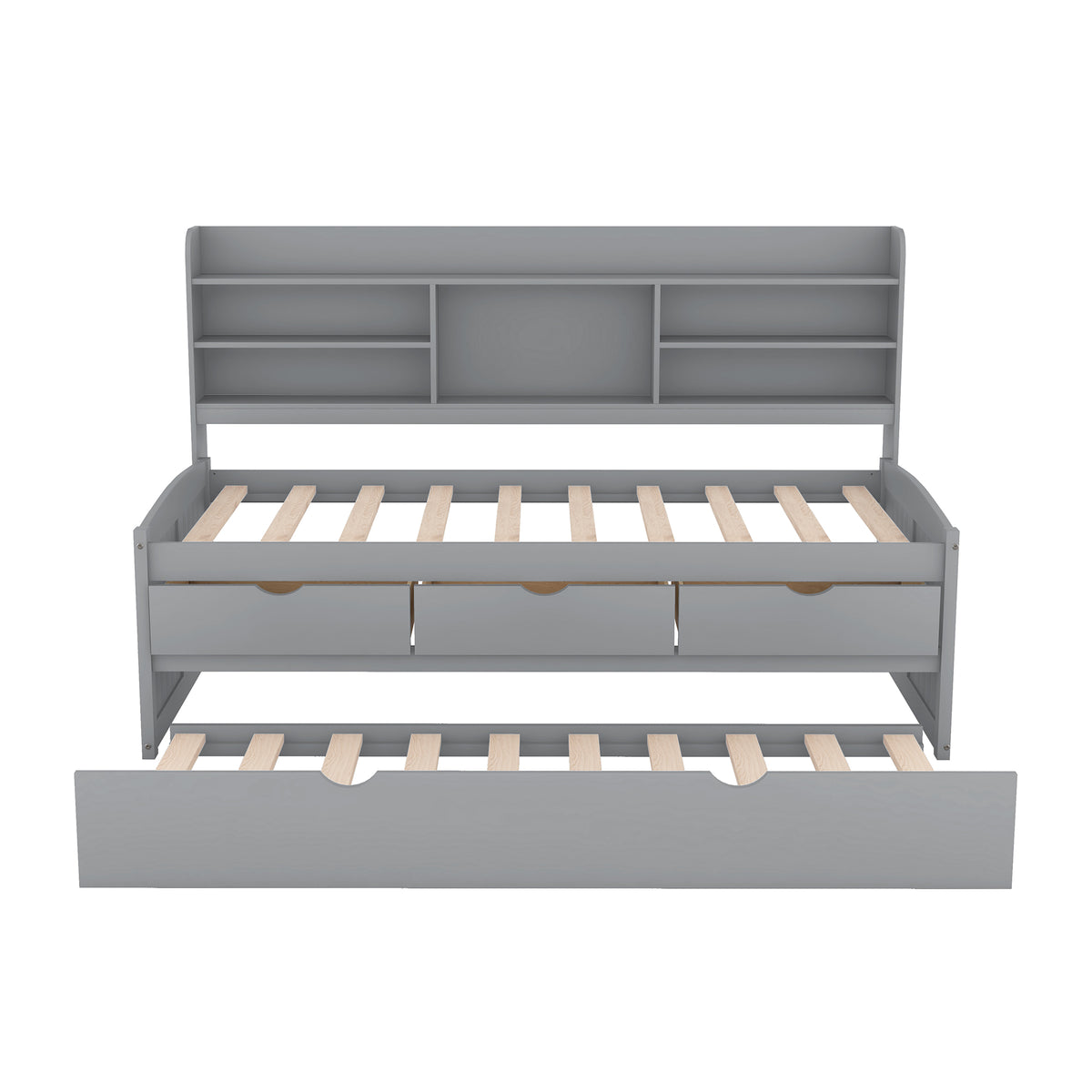 Twin Captain Bed with Storage Drawers Gray