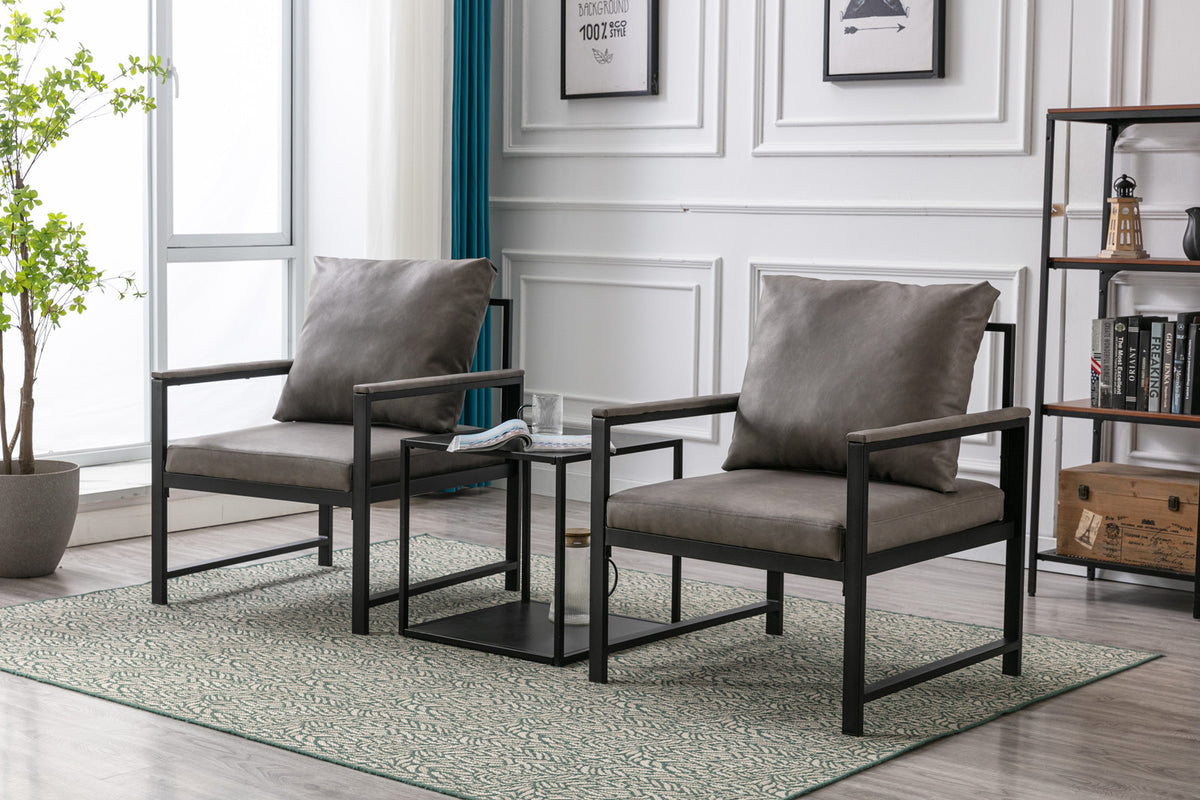 Faux Leather Accent Chair – Charcoal Gray