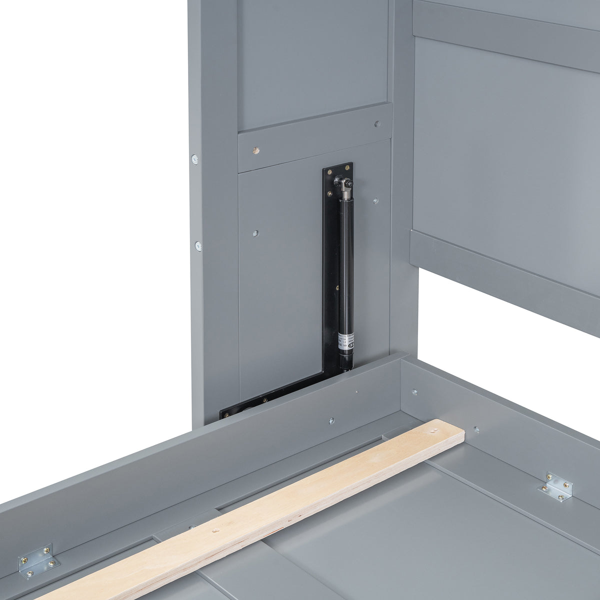 Gray Murphy Bed with Top Cabinets