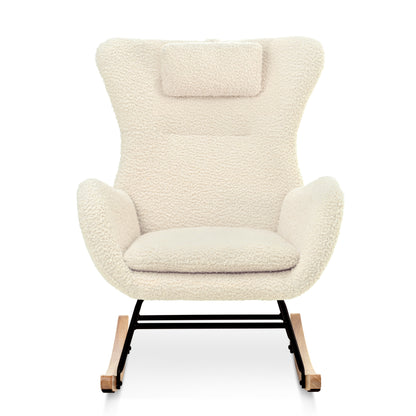 Modern Rocking Chair – Rubber Legs & Chenille Fabric