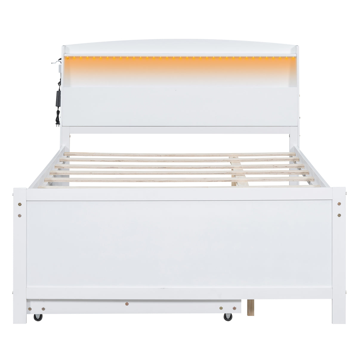 Full Storage Platform Bed White