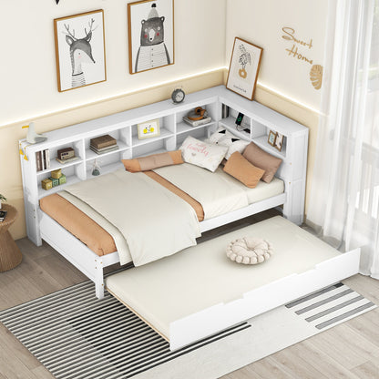 Twin Daybed with Storage Shelf White
