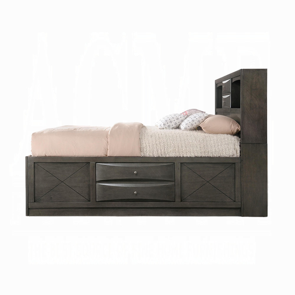 Neend Multi Drawer Storage Platform Bed - Grey Oak