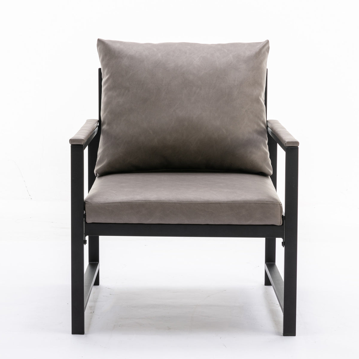 Faux Leather Accent Chair – Charcoal Gray