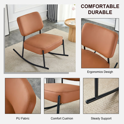 PU Leather Rocking Chair – Black Metal Legs