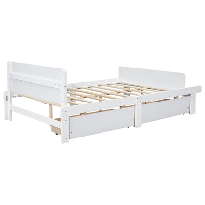 Full Bed with Bench White