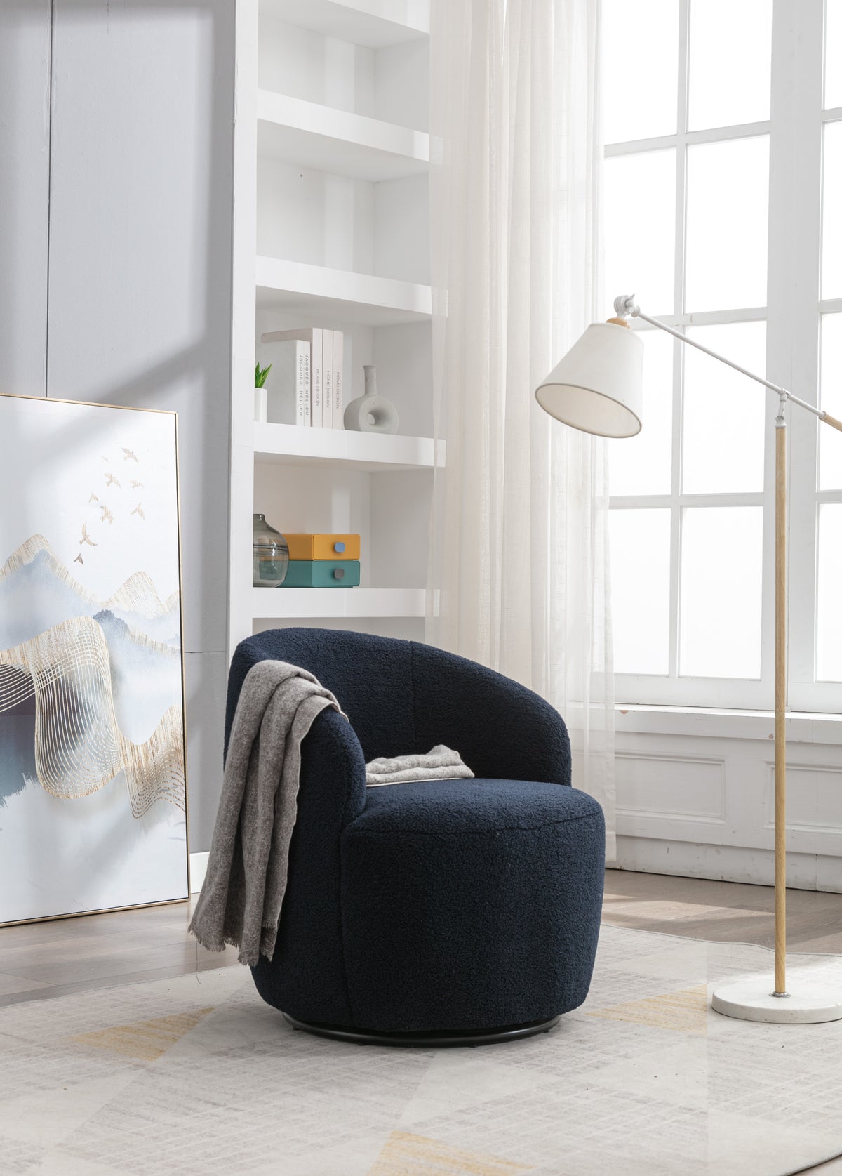 Teddy Barrel Accent Chair – Navy Blue
