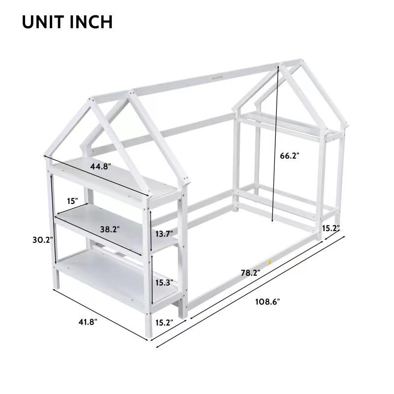 Twin House Bed White