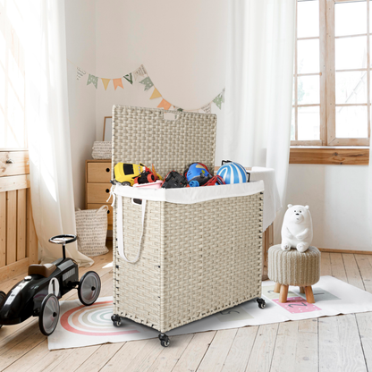 Grey Laundry Hamper with Lid and 2 Removable Bags