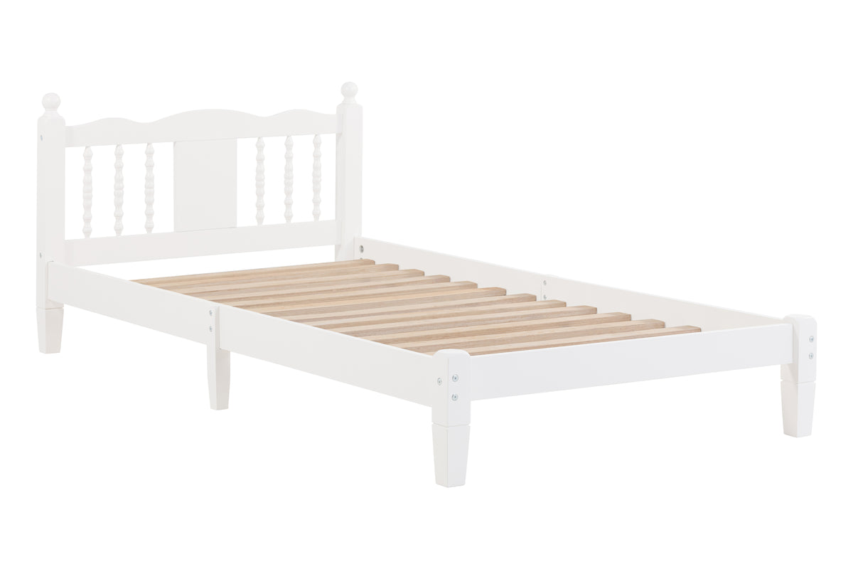 Twin Upholstered Bed with Column Headboard