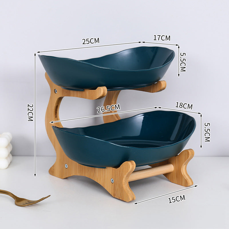 Two-Tier Fruit Stand – Wood & Plastic Composite Serving Tray
