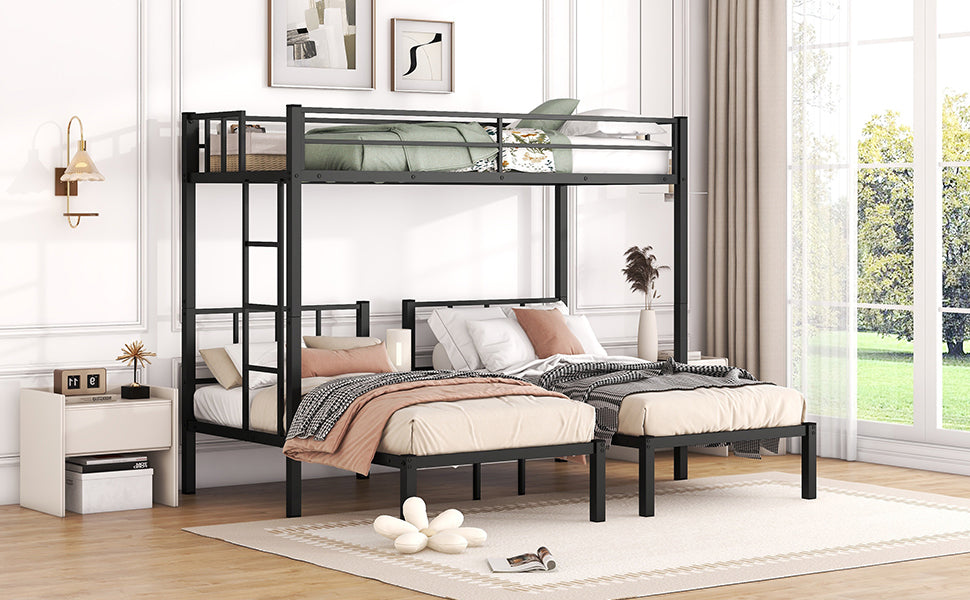 Triple Metal Bunk Bed Black