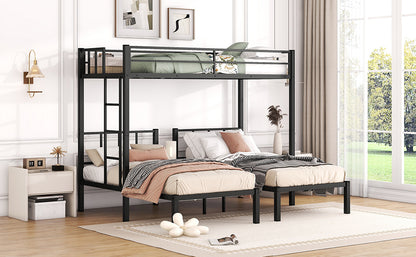 Triple Metal Bunk Bed Black