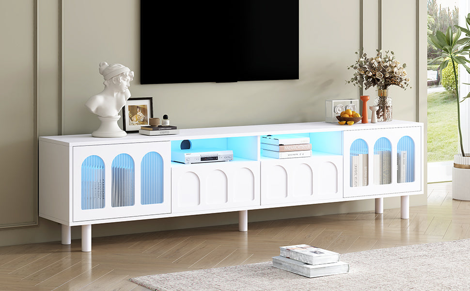 Cream Gloss LED TV Stand – 80”