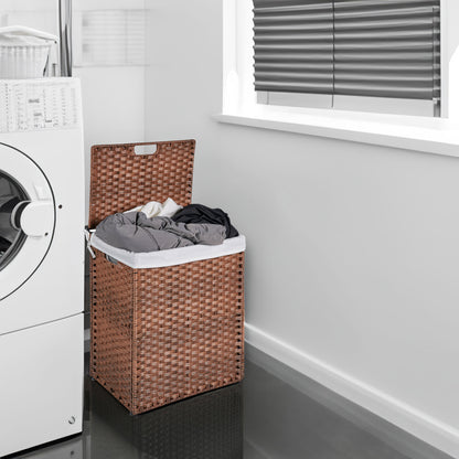 Brown Laundry Hamper with Lid and 2 Removable Bags