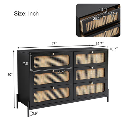 Modern Rattan Wood Closet – Black