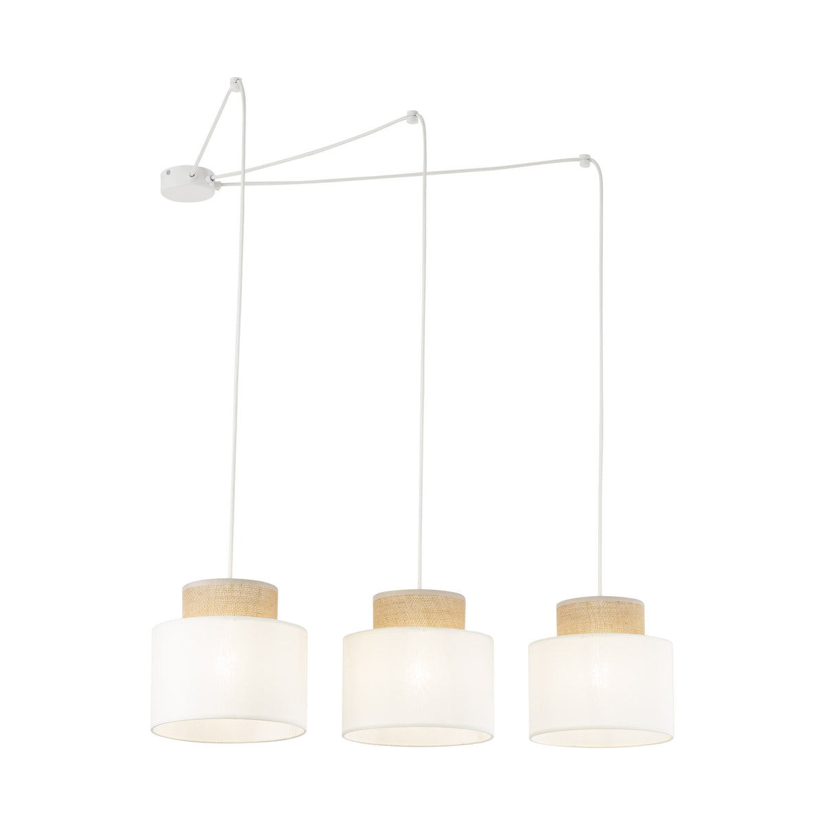 DUO White Jute Natural Suspension Light 3
