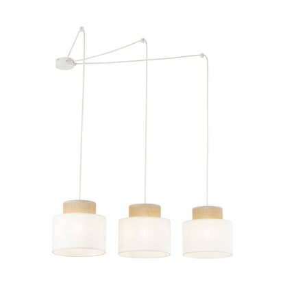 DUO White Jute Natural Suspension Light 3