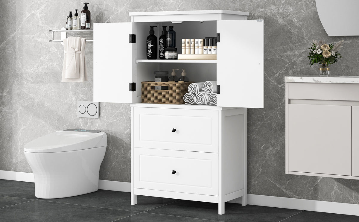 White Bathroom Storage Cabinet with Drawers