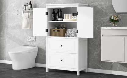 White Bathroom Storage Cabinet with Drawers