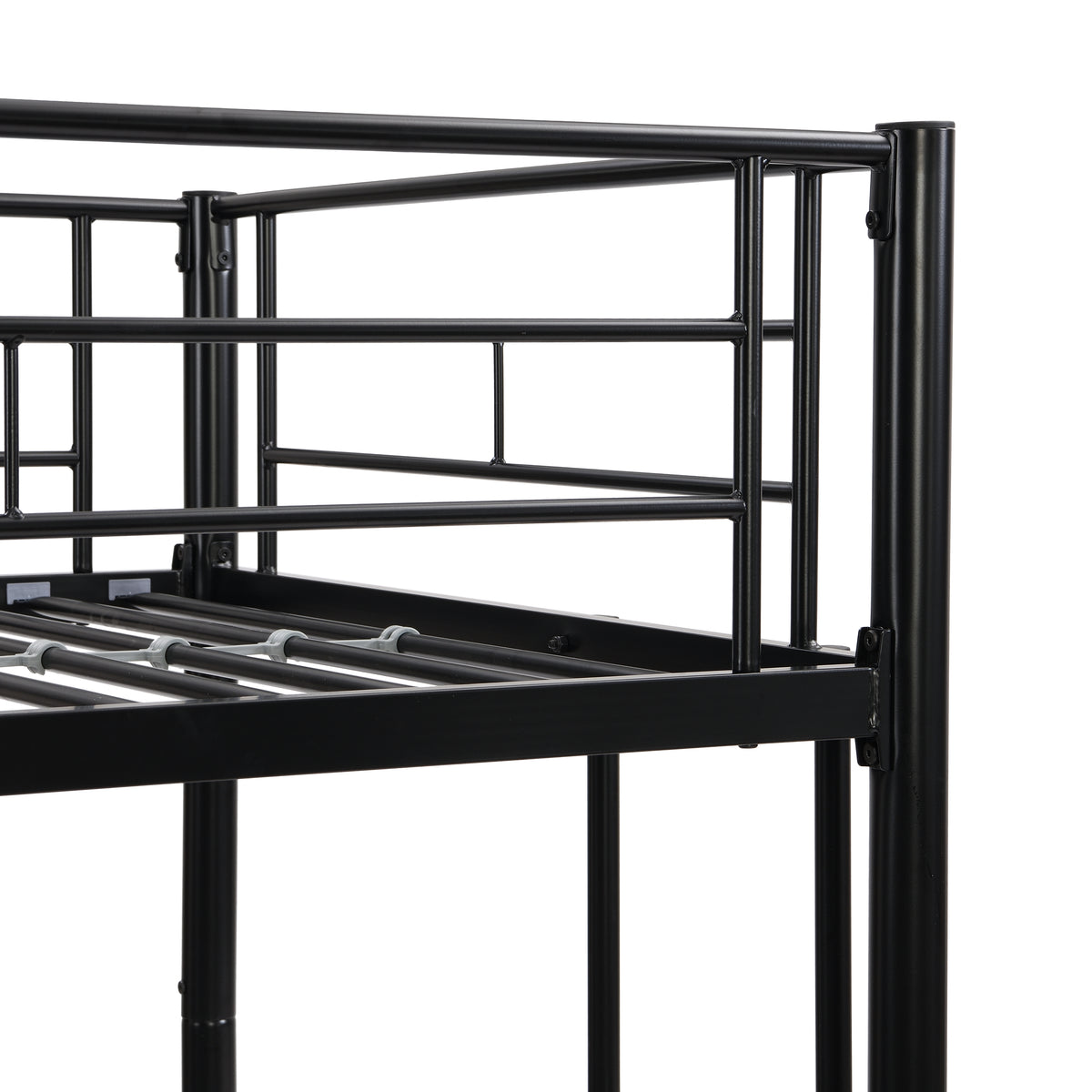 Full Metal Bunk Bed with Guardrails Black