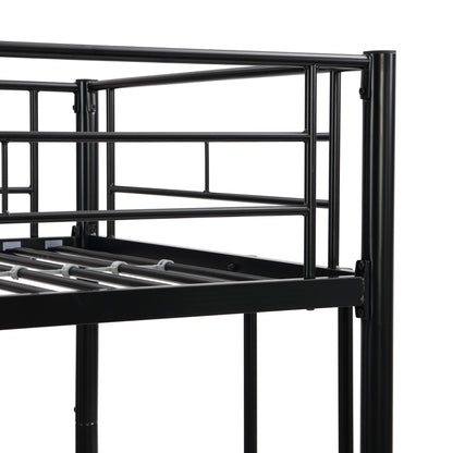 Full Metal Bunk Bed with Guardrails Black
