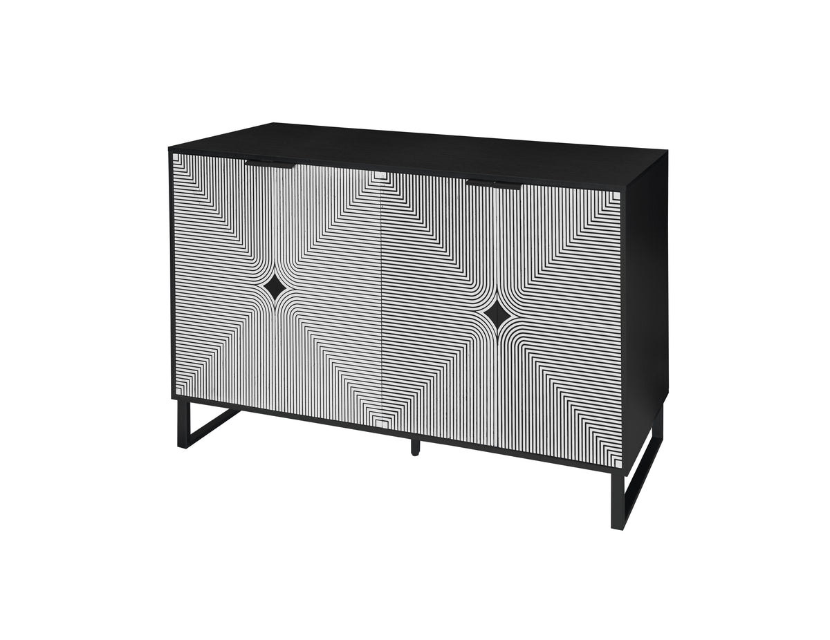 Striped 4-Door Buffet Cabinet