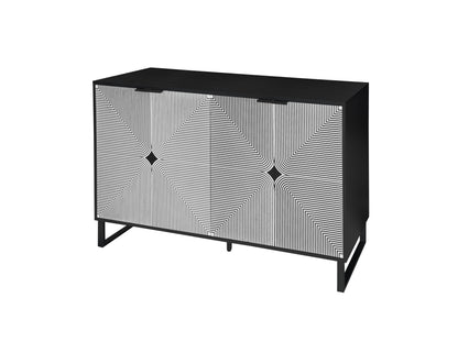 Striped 4-Door Buffet Cabinet