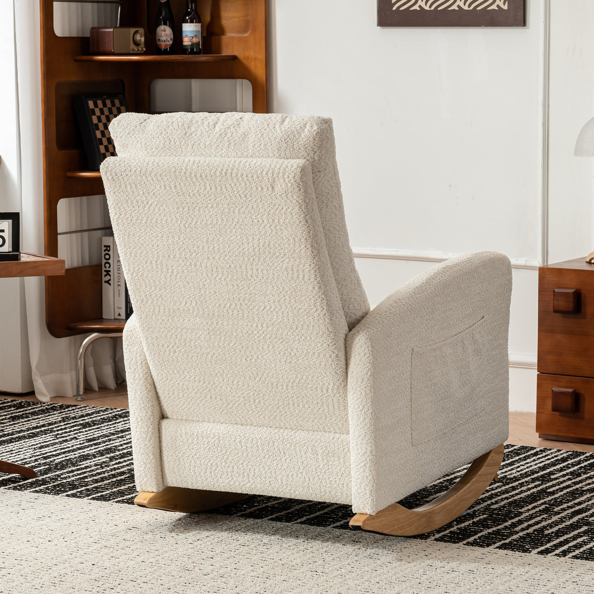 Rocking Accent Chair with Rubber Wood Frame