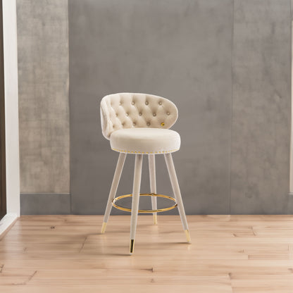 Coolmore Velvet Bar Stools (2 pcs) – Beige