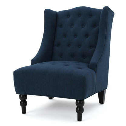 Upholstered Wingback Accent Chair Linen Beige