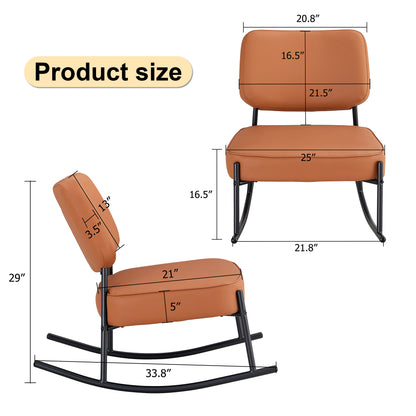 PU Leather Rocking Chair – Black Metal Legs