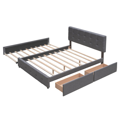 Upholstered Platform Bed Queen Dark Gray