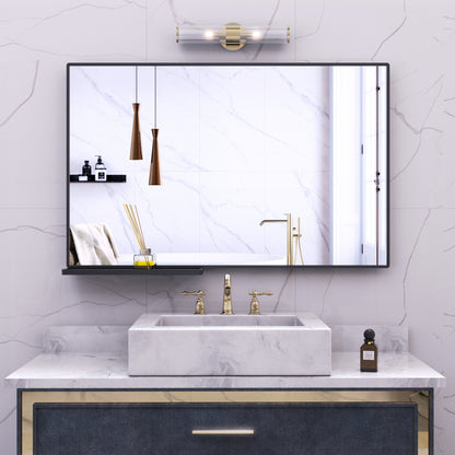 40x30” Rectangular Bathroom Mirror with Storage Rack