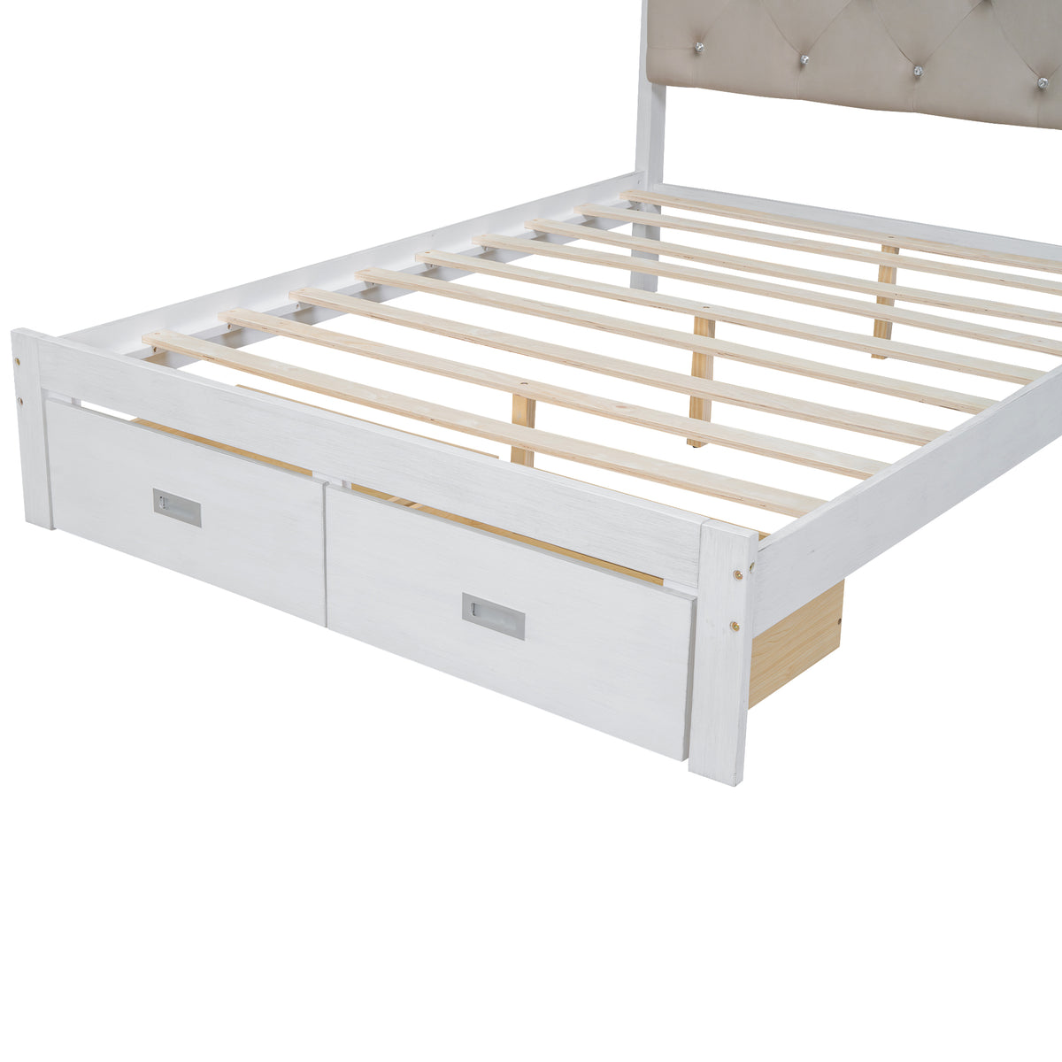 Full Platform Bed with LED Headboard White