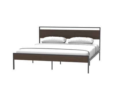 Ceres King Metal Bed with Walnut Headboard
