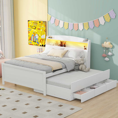 Full Storage Platform Bed White