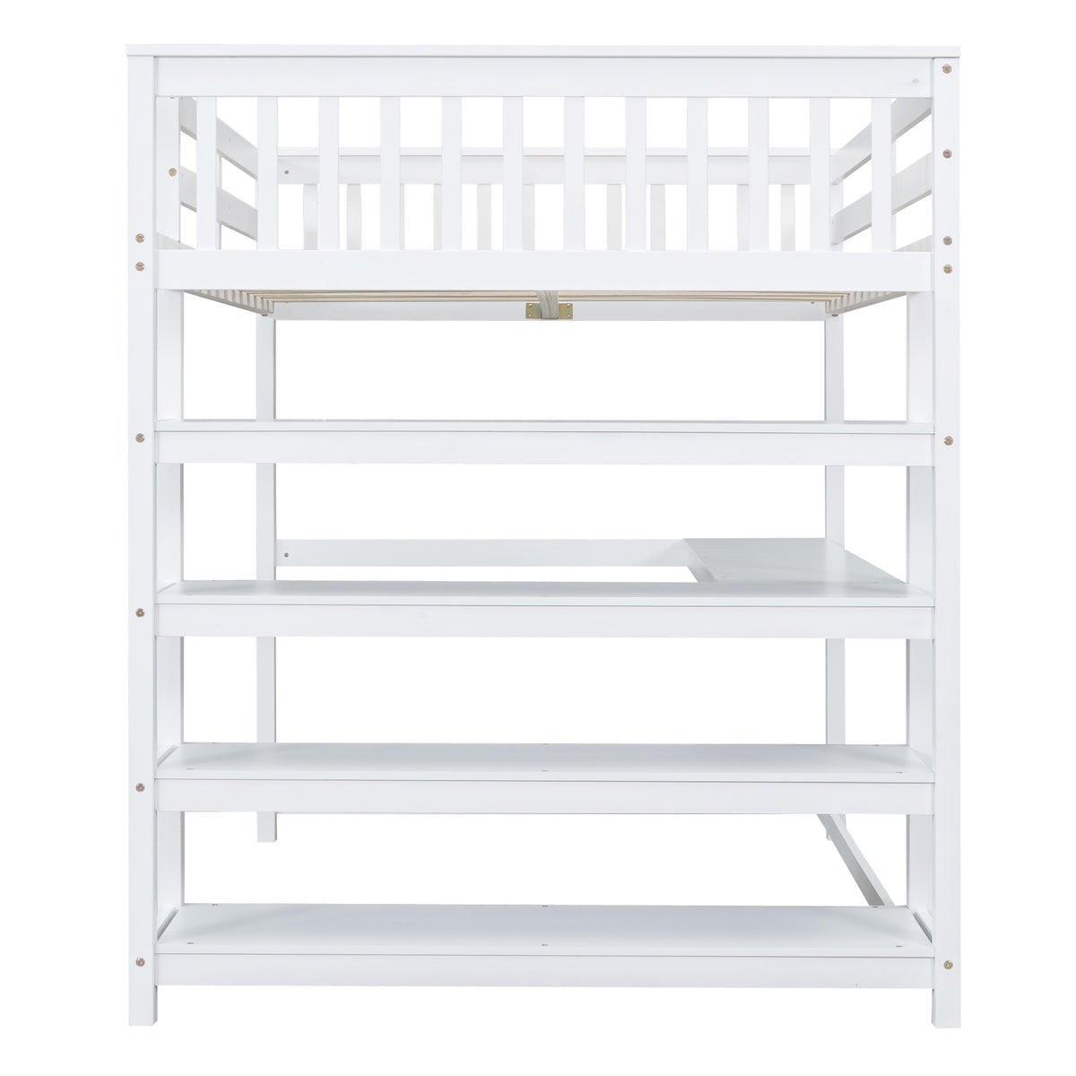 Full Loft Bed with Storage Desk – White
