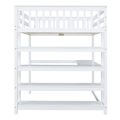 Full Loft Bed with Storage Desk – White