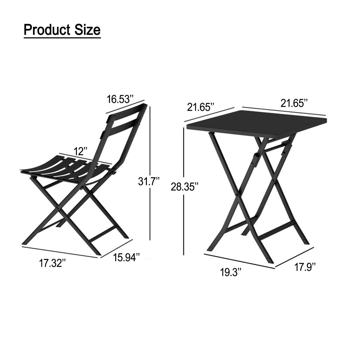 3-Piece Patio Bistro Set with Chairs Dark Green